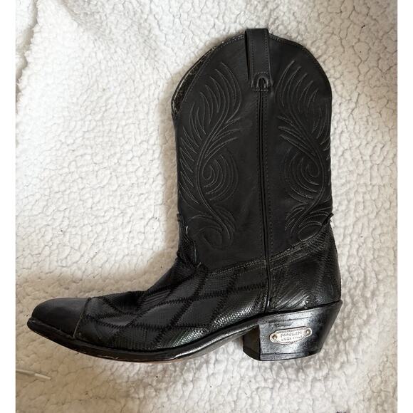 Men’s black lizard skin western boots patchwork exotic Code West 8.5 main image 15